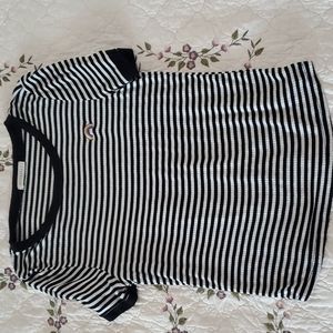 Occasion Black and White Striped Rainbow Embroidered Tee